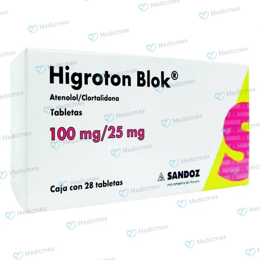 HIGROTON BLOK ATENOLOL CLORTALIDONA 100MG/25MG 28TABS